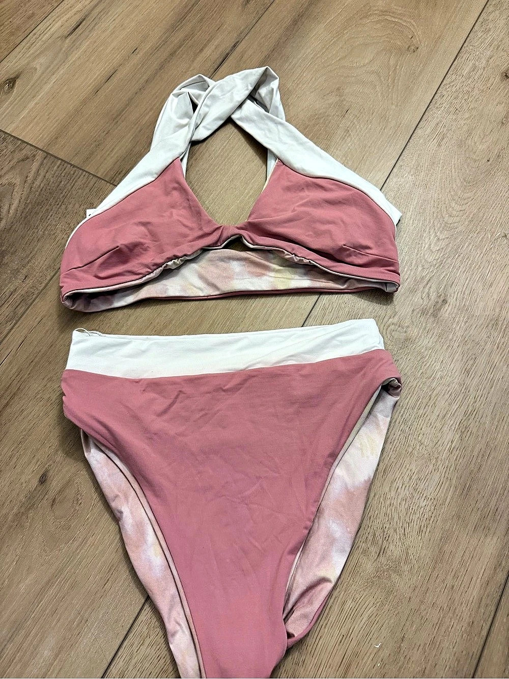 Kya Swim Bikini Set Pink & White reversible Size Small